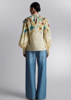 & Other Stories Blouses & Shirts | Extended-Shoulder Blouse Cream/Turquoise/Pink