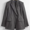 & Other Stories Blazers & Vests | Outerwear | Fitted Asymmetric Wool Blazer Grey