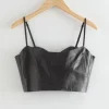 & Other Stories Tops | Fitted Leather Bustier Top Black