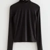 & Other Stories Tops | Fitted Turtleneck Top Black