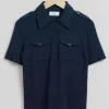 & Other Stories Tops | Sweaters & Knits | Fitted Utility Polo Shirt Dark Blue