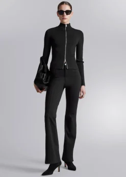 & Other Stories Pants | Flared Jersey Trousers Black