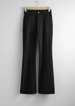 & Other Stories Pants | Flared Jersey Trousers Black