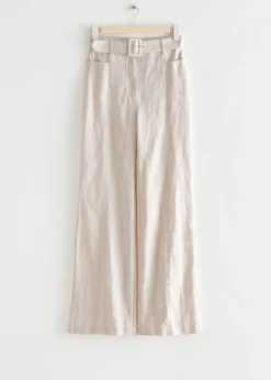 & Other Stories Pants | Flared Linen Trousers Cream
