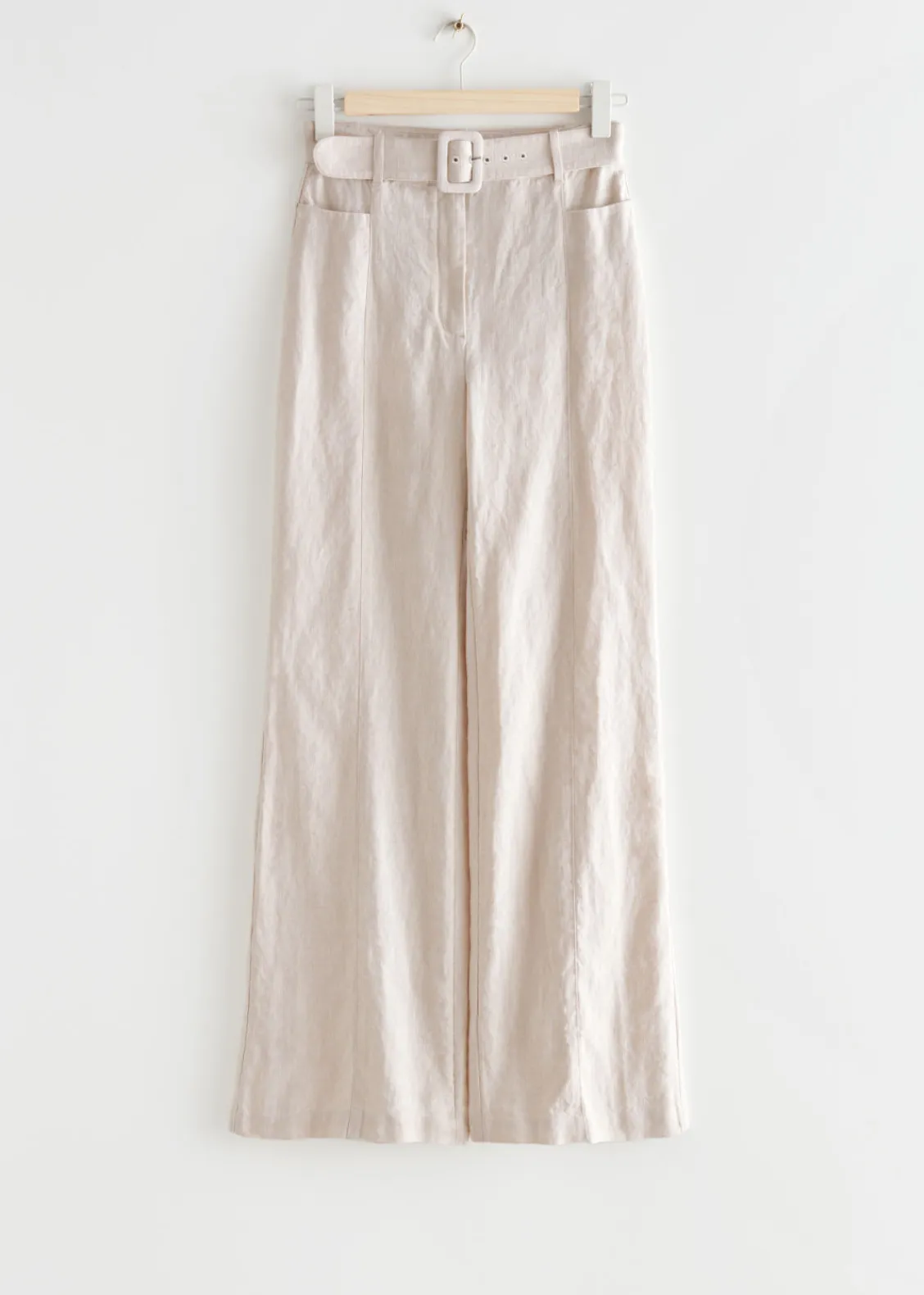 & Other Stories Pants | Flared Linen Trousers Cream