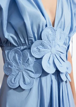 & Other Stories Dresses | Floral Appliqué Midi Dress Light Blue
