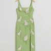 & Other Stories Dresses | Floral Embroidered Midi Dress Green Floral Embellishment