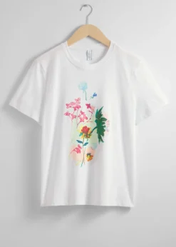 & Other Stories Tops | Floral Print Jersey T-Shirt White Floral Print
