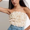 & Other Stories Tops | Blouses & Shirts | Floral-Appliqué Bustier Top Cream