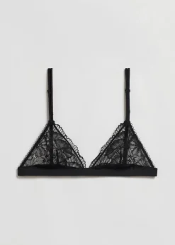 & Other Stories Lingerie | Floral-Lace Soft Bra Black