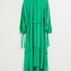 & Other Stories Dresses | Fluid-Fit Wide Sleeve Silk Dress Bright Green