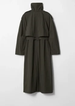& Other Stories Outerwear | High-Collar Trench Coat Green