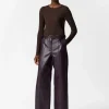 & Other Stories Pants | Leather Trousers Dark Purple
