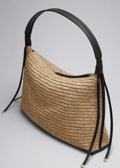 & Other Stories Shoulder Bags | Leather-Detailed Straw Bag Beige