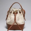 & Other Stories Shoulder Bags | Leather-Trimmed Canvas Bucket Bag Beige