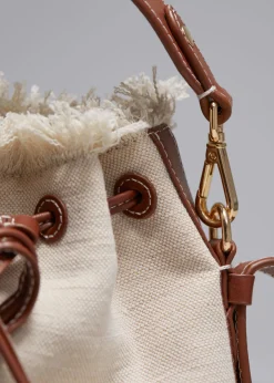 & Other Stories Shoulder Bags | Leather-Trimmed Canvas Bucket Bag Beige