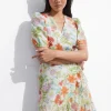& Other Stories Dresses | Linen Wrap Mini Dress White Floral Print