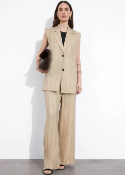 & Other Stories Sets & Suits | Blazers & Vests | Linen-Blend Blazer Vest Beige Pinstripe