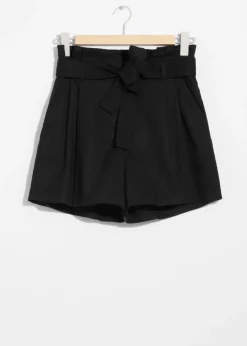 & Other Stories Shorts | Linen-Blend Paperbag Shorts Black