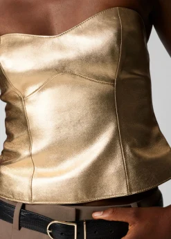 & Other Stories Lingerie | Sets & Suits | Metallic Leather Bustier Gold