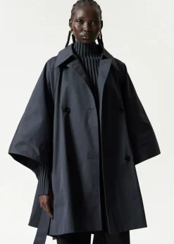 & Other Stories Outerwear | Oversized Trenchcoat Cape Navy