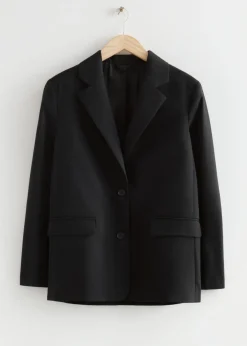 & Other Stories Outerwear | Oversized Wool Blazer Black