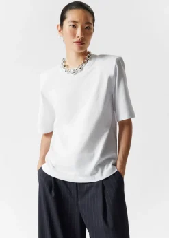 & Other Stories Tops | Padded-Shoulder Cotton T-Shirt