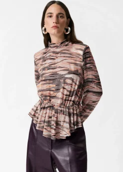 & Other Stories Tops | Peplum Top Gold/Black Stripes
