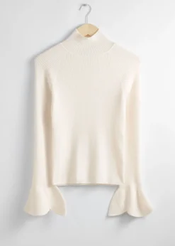 & Other Stories Tops | Sweaters & Knits | Petal-Sleeve Knit Top Cream