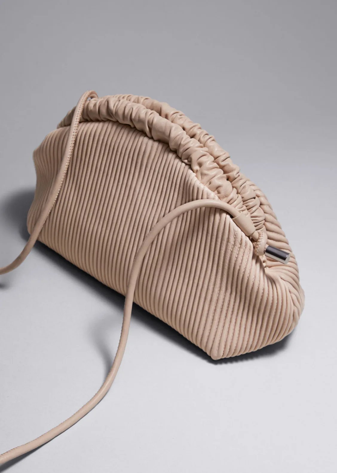 & Other Stories Shoulder Bags | Pleated Leather Clutch Bag Beige