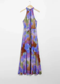 & Other Stories Dresses | Printed Halterneck Maxi Dress Blue Print