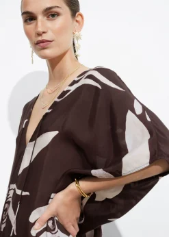 & Other Stories Dresses | Printed Throw-On Midi Dress Brown Print