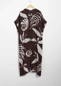 & Other Stories Dresses | Printed Throw-On Midi Dress Brown Print