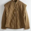 & Other Stories Outerwear | Quilted Extended-Shoulder Jacket Dark Beige