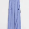 & Other Stories Pants | Relaxed Cargo Pocket Trousers Light Blue