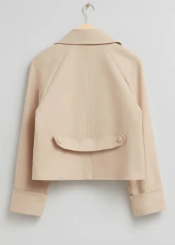 & Other Stories Outerwear | Relaxed Cropped Pea Coat Light Beige