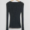 & Other Stories Tops | Sweaters & Knits | Ribbed Glitter Top Black Glitter
