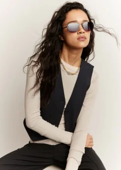 & Other Stories Sunglasses | Rimless Aviator-Style Sunglasses Black