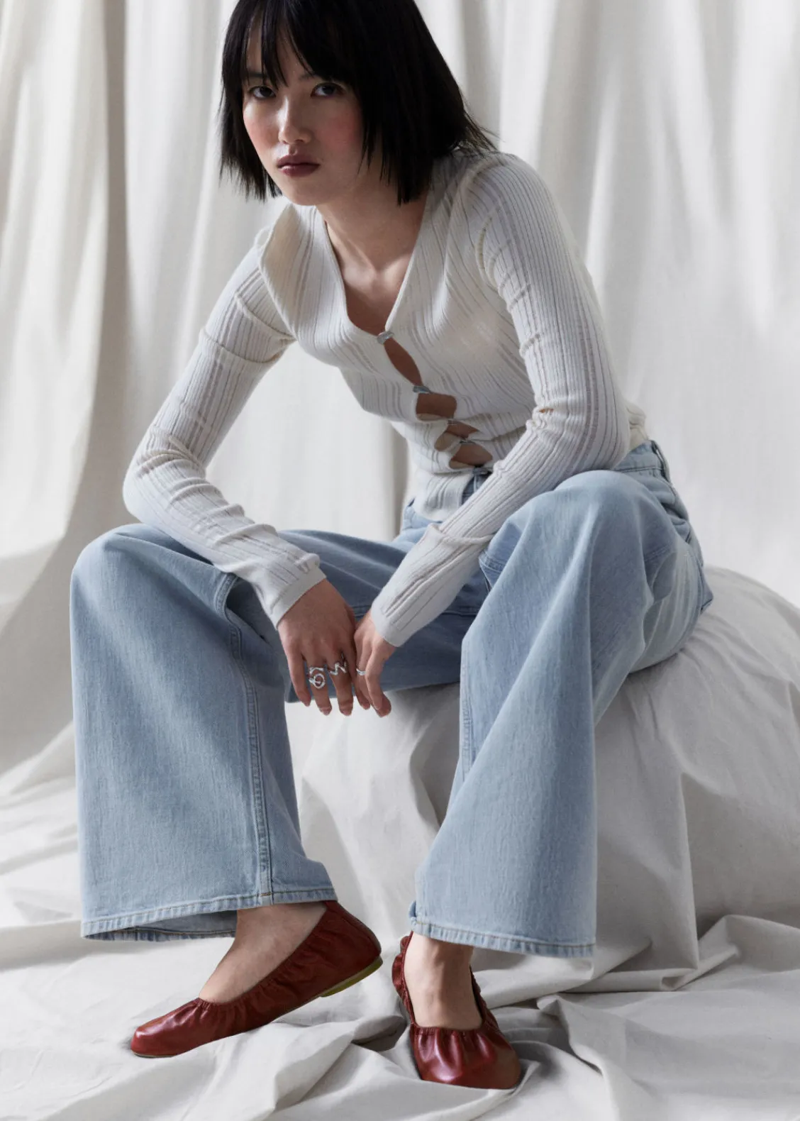 & Other Stories Loafers & Flats | Ruched Leather Ballet Flats