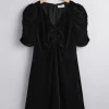 & Other Stories Dresses | Ruched Velvet Mini Dress Black