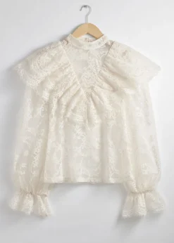 & Other Stories Blouses & Shirts | Ruffled Lace Blouse White
