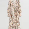 & Other Stories Dresses | Ruffled Wrap Dress Beige Floral Print
