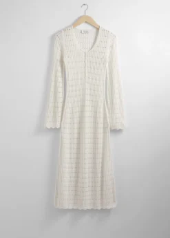 & Other Stories Dresses | Sweaters & Knits | Scalloped Knit Midi Dress White