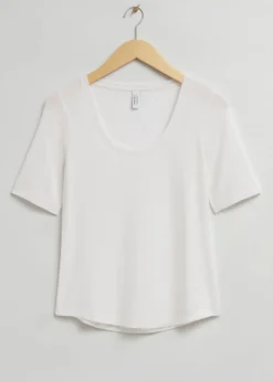 & Other Stories Tops | Scoop Neck T-Shirt White