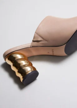 & Other Stories Heels | Sandals | Sculptural Heel Leather Mules Beige