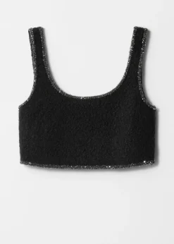 & Other Stories Sets & Suits | Tops | Sequin-Trimmed Bouclé Bralette Top Black