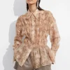 & Other Stories Blouses & Shirts | Sheer Peplum Blouse Terracotta Print