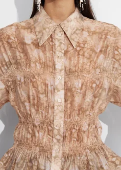 & Other Stories Blouses & Shirts | Sheer Peplum Blouse Terracotta Print