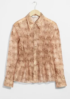 & Other Stories Blouses & Shirts | Sheer Peplum Blouse Terracotta Print