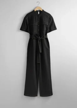 & Other Stories Jumpsuits | Pants | Short-Sleeve Utility Jumpsuit Black
